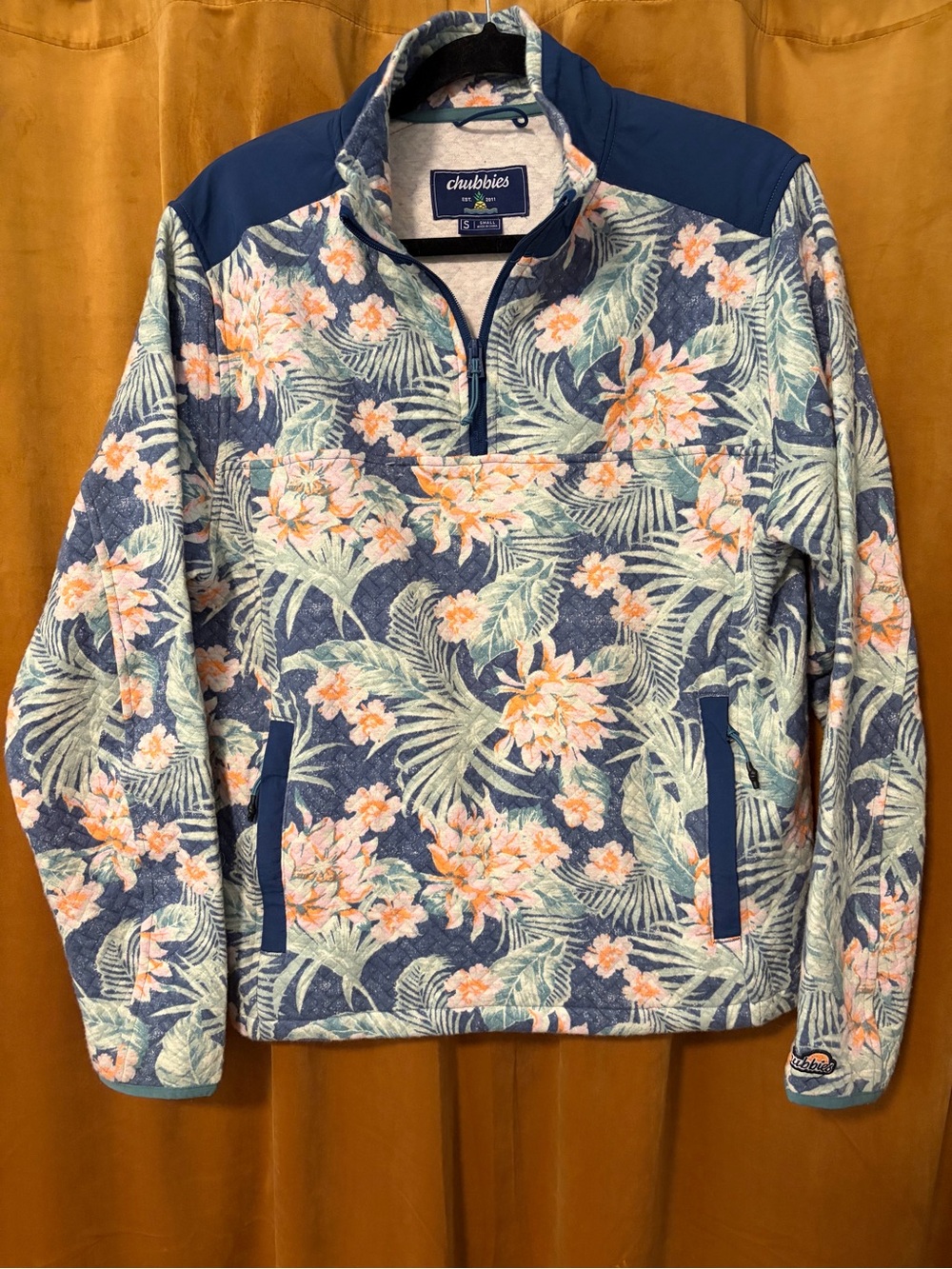 chubbies Floral Half-Zip Pullover with Navy Accents